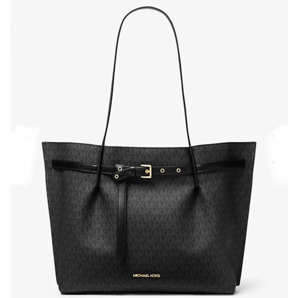 MICHAEL KORS EMILIA LARGE EAST WEST TOTE BLACK SIGNATURE COLOR